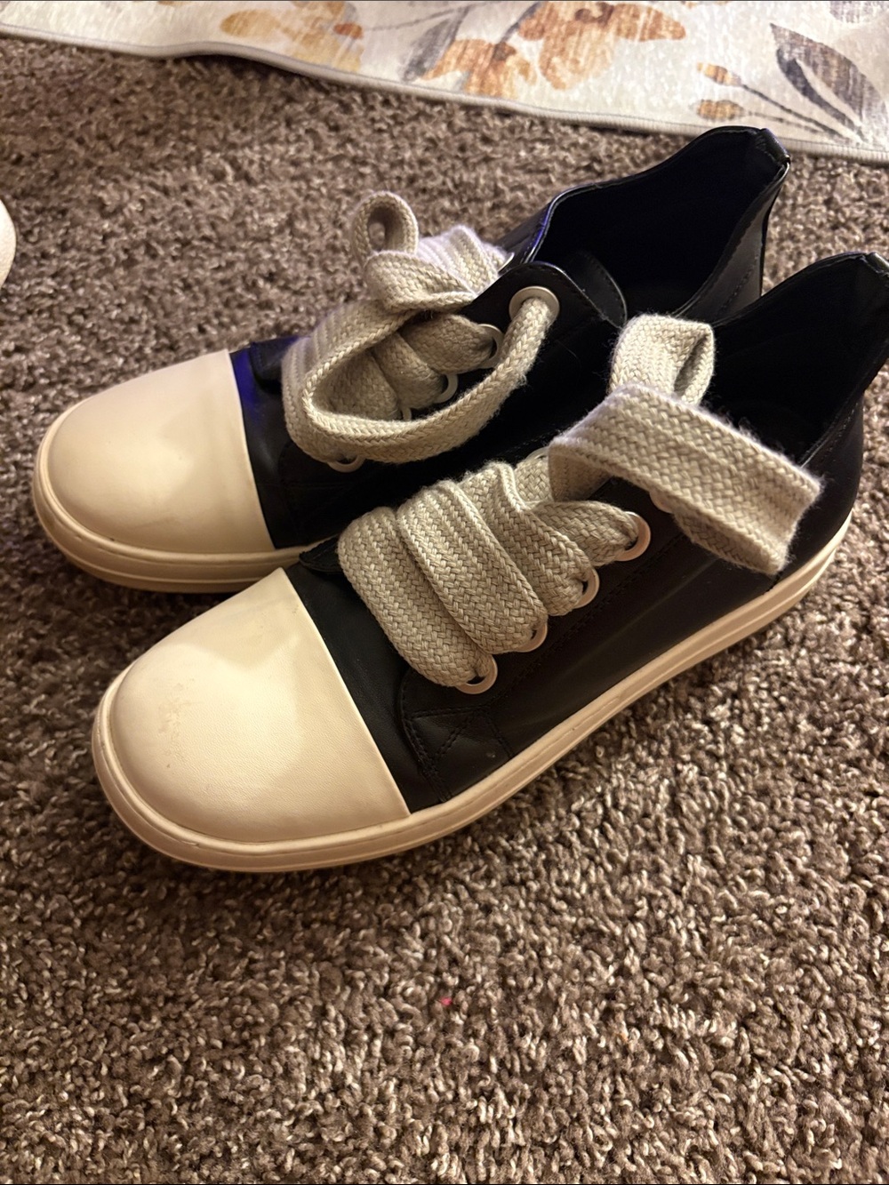 Women's Black High-Top Sneakers with Cream Laces